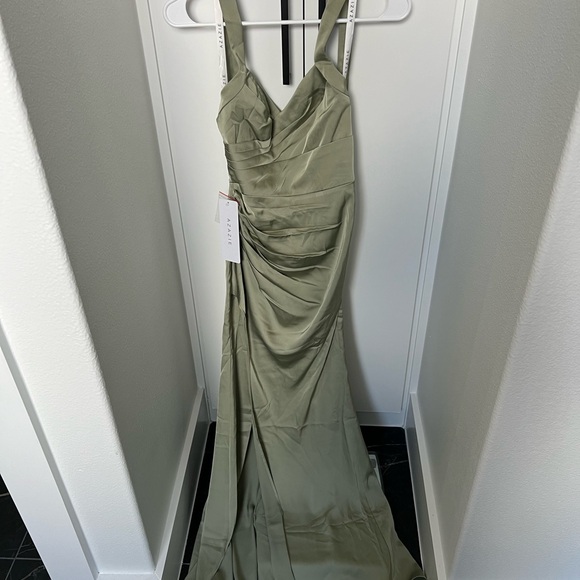 AZAZIE Green Satin Bridesmaid Dress - Picture 6 of 6